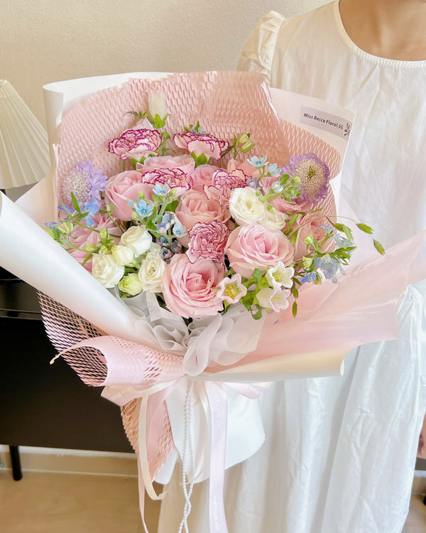 Korea style pinky dream rose Flower Bouquet