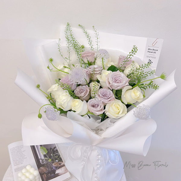 Korea Style Mixed Manta White Rose Flower Bouquet