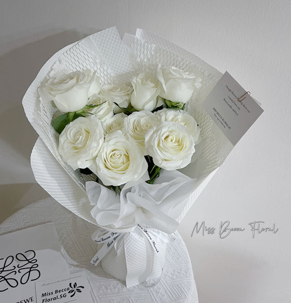 korea style Fresh White Roses Bouquet Flower Bouquet