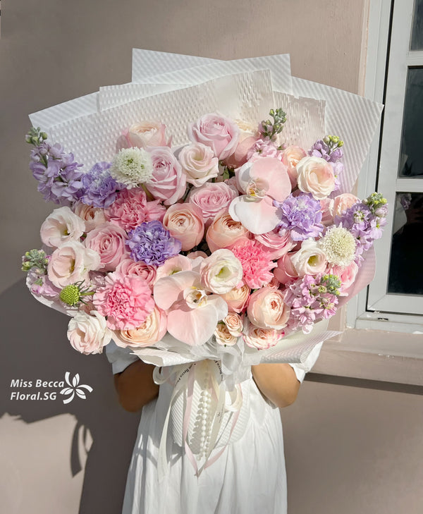 Korea style Pink dream rose flower bouquet fresh flower bouquet