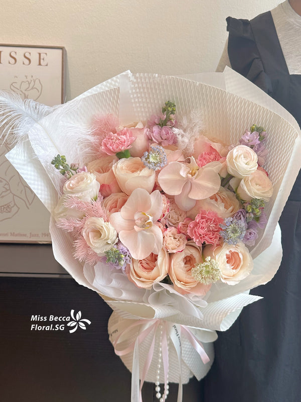 Korea style Pink dream rose flower bouquet fresh flower bouquet