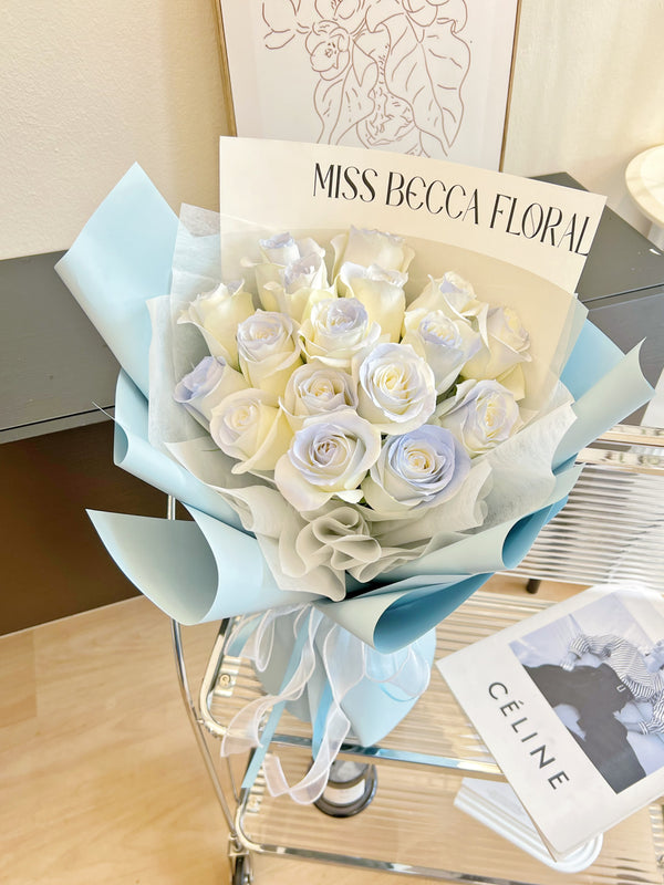 korea style Moonlight  Blue Rose Flower Bouquet