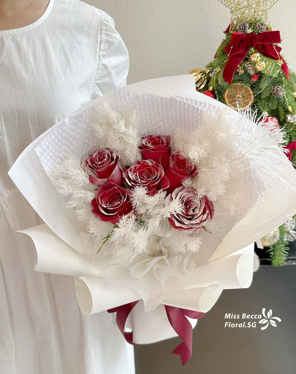 winter snow rose Christmas flower bouquet fresh rose flower bouquet