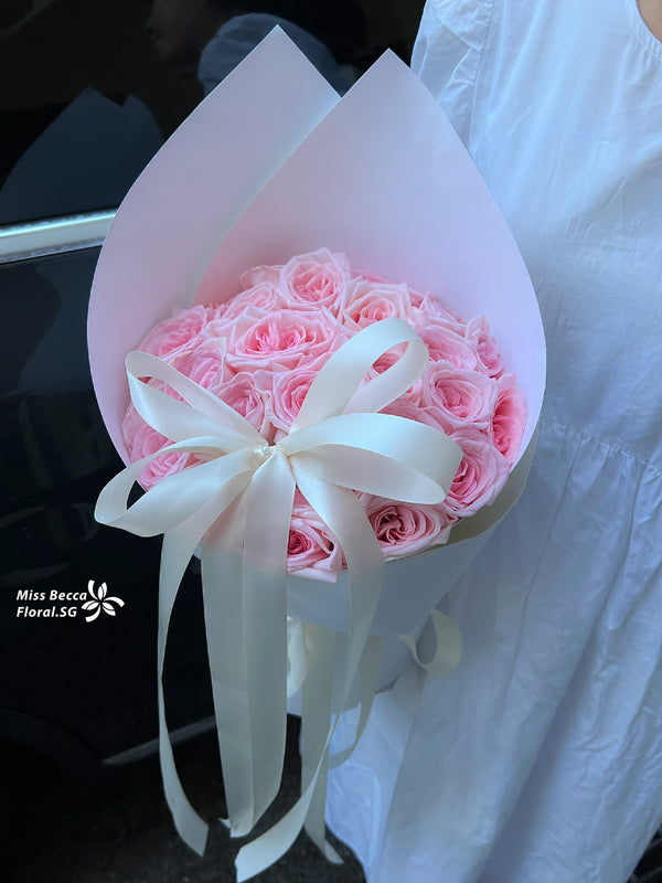 Korea style pink lychee rose fresh flower 23 stalks flower bouquet