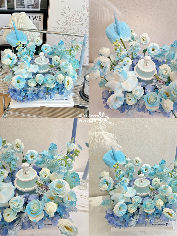 Korea style Tiffany blue Trevi Fountain Flower Box fresh flower table flower