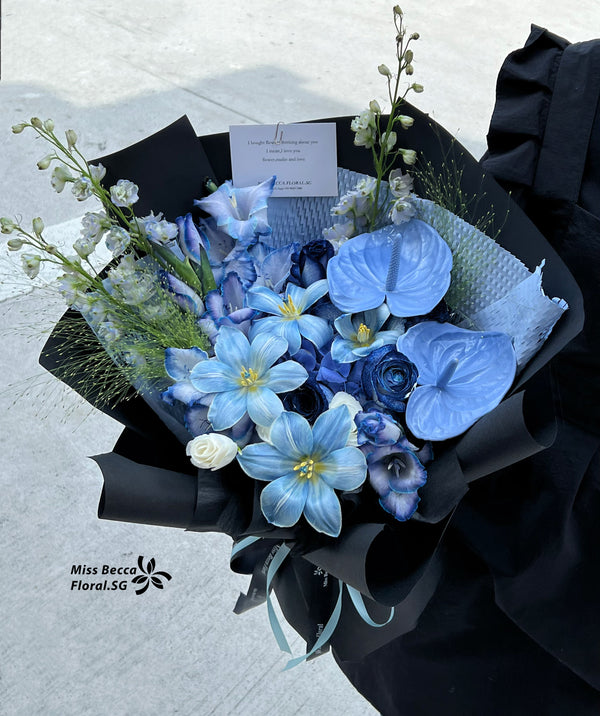 Korea style blue flower fresh flower bouquet flower for him tulip flower