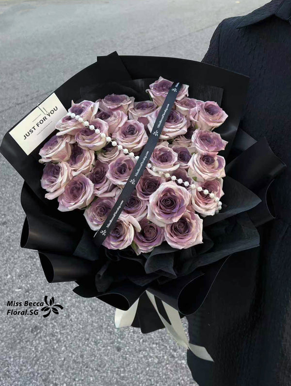 Korea style 33 stalks purple flower fresh flower bouquet