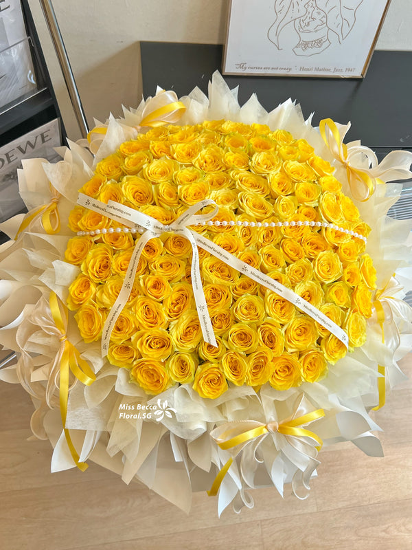 99 stalks yellow rose fresh flower rose bouquet proposal Flower Bouquet