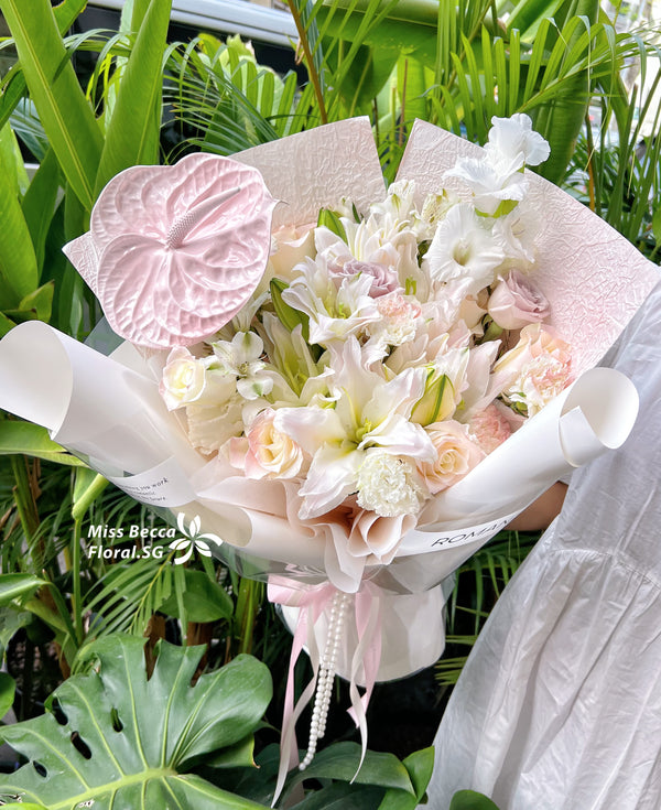 Korea style double petal lily flower bouquet