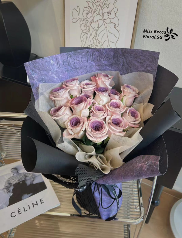 korea style Dark Purple Rose Flower Bouquet