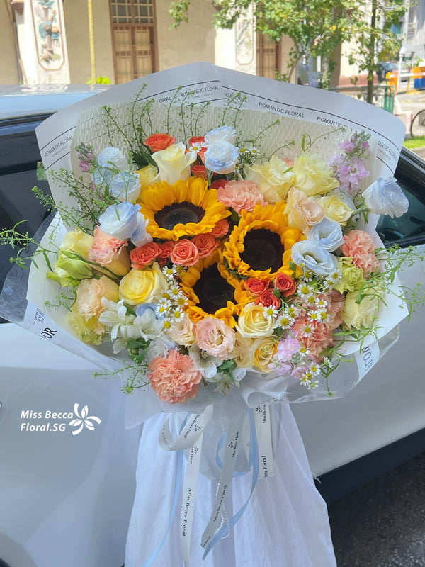 Korea style sunflower bouquet fresh flower bouquet