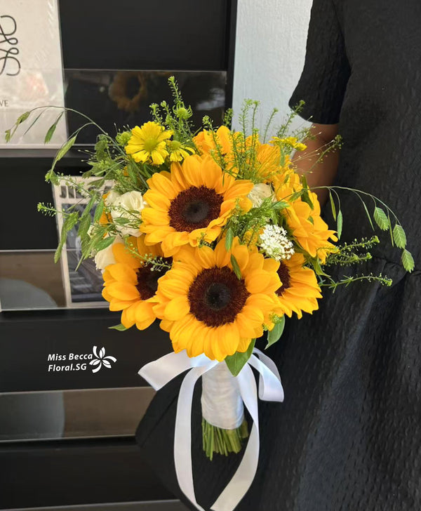 Sunflower bridal bouquet fresh flower bouquet