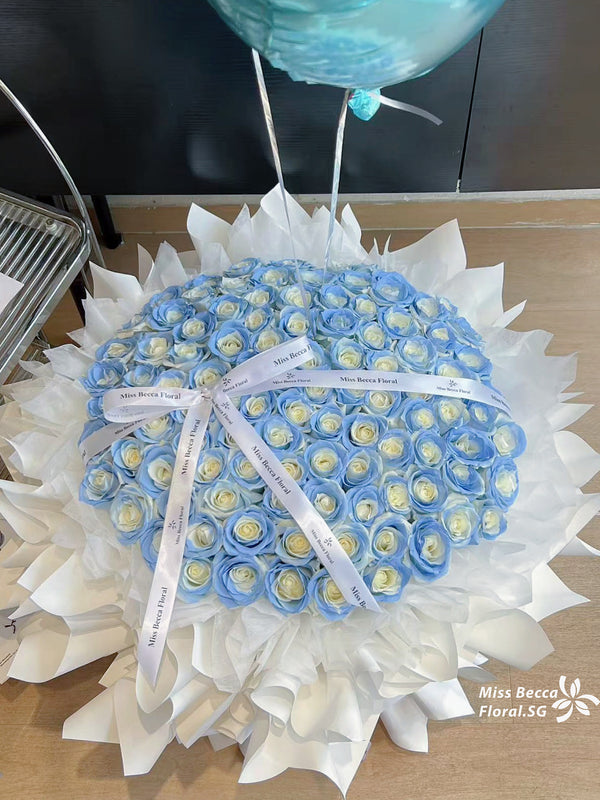 99 stalks ice blue fresh flower bouquet rose flower