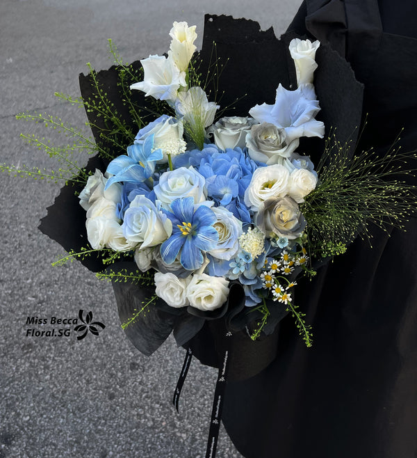 Korea style blue flower fresh flower bouquet flower for him