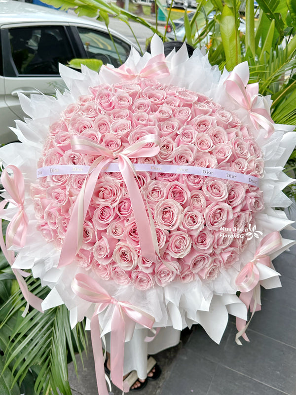 99 Stalks pink  Rose Flower Proposal Flower Bouquet