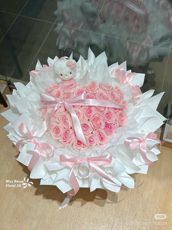 Love shape kitty 33 stalks pink lychee rose flower fresh flowers