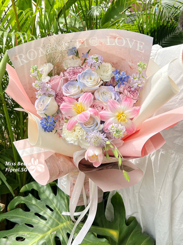 Korea style pink dream fresh flower bouquet