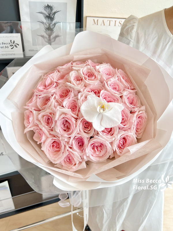 Korea style 33 stalks lychee rose pink rose flower bouquet fresh flower