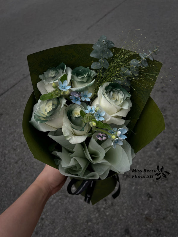 Korea style Green rose hand Flower Bouquet