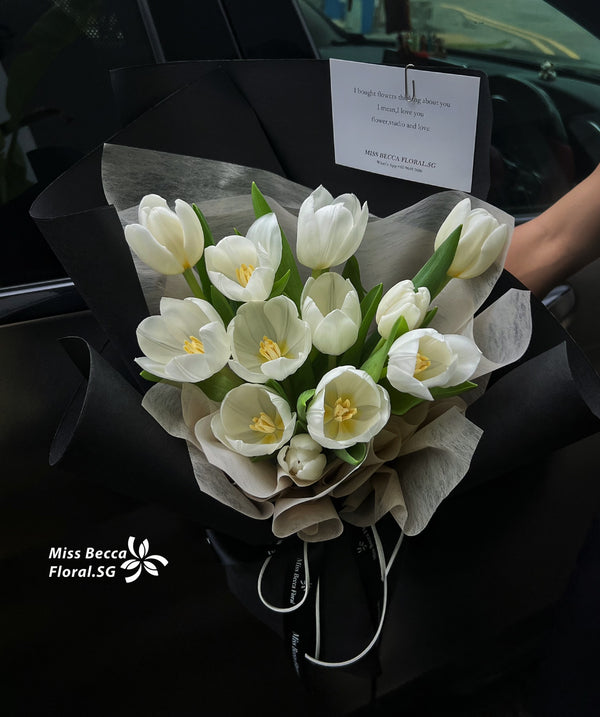 Korea style fresh tulip flower bouquet 11 stalks