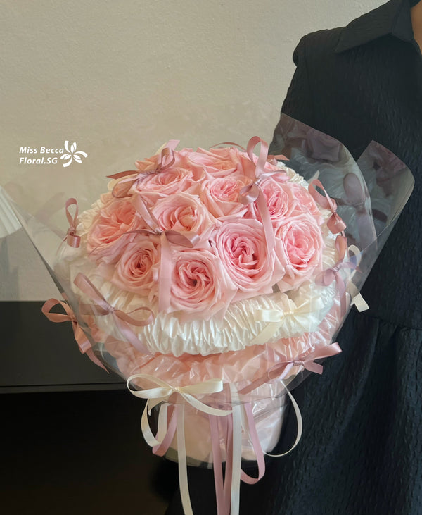 Korea style ballet roses pink lychee fresh Flower Bouquet