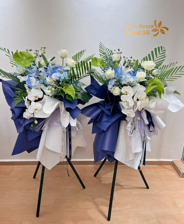 Blue Color Fresh Flower Grand Opening Flower Stand