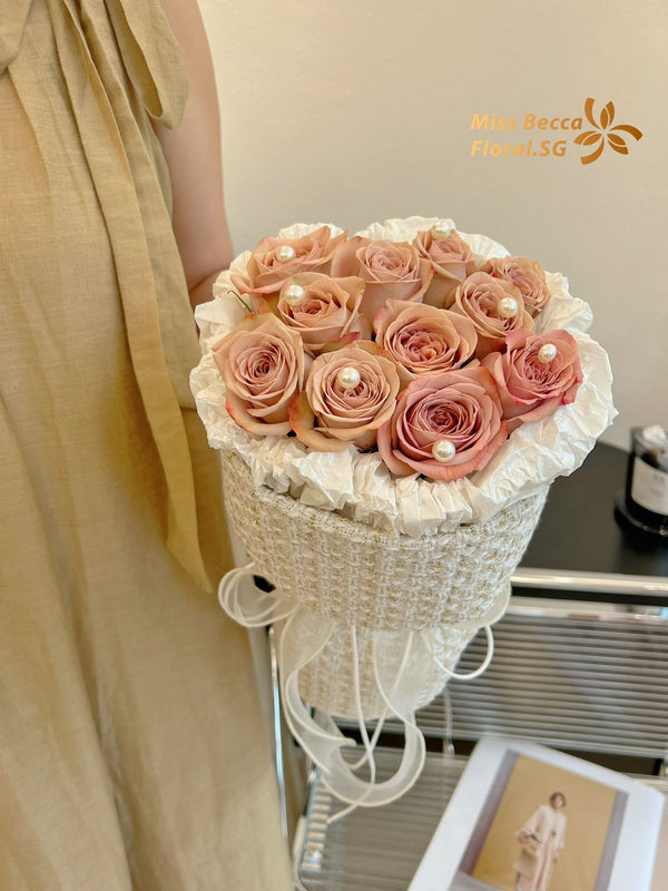 Cappuccino Fresh Rose Flower Bouquet