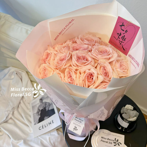 Pink Lychee Rose Fresh Flower Bouquet