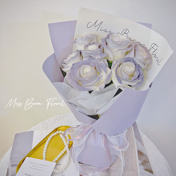 Capri Gray Purple Rose Flower Bouquet